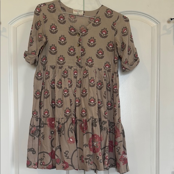 Bombay Dresses & Skirts - Bombay Tan Pleated Sundress with Cuffed Sleeves